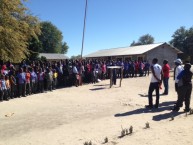 The Dogg shares the message of HIV prevention with a school in Katima Mulilo.